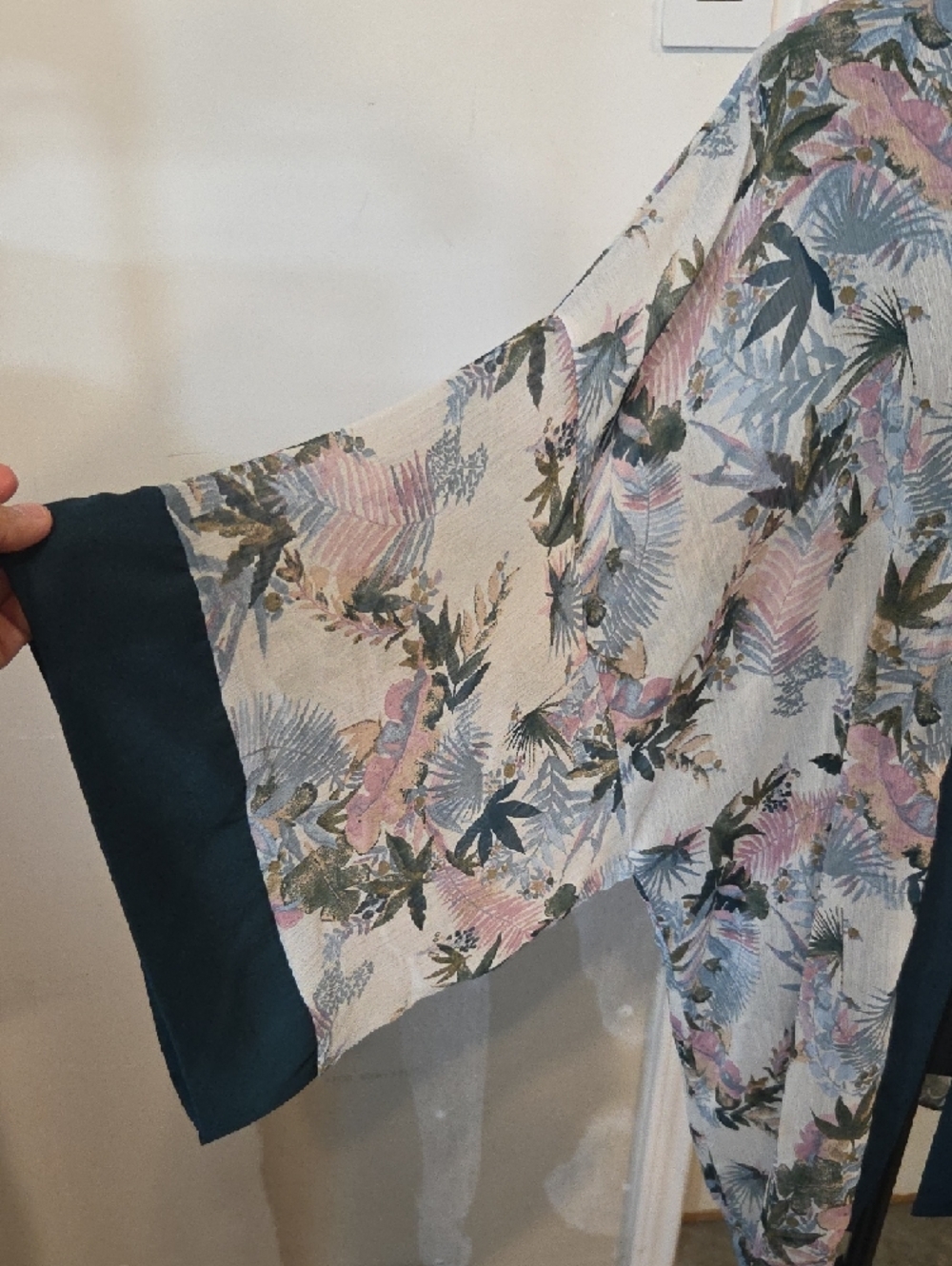 Xhilaration Teal Floral Tunic Top Kimono Swim Cover Up Long Sleeve XL/XXL - Picture 4 of 11